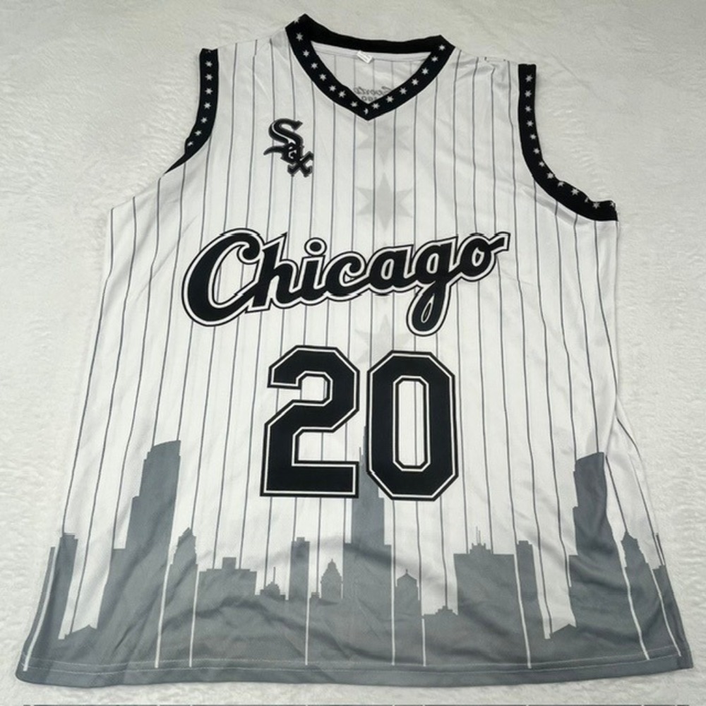 NBC Sports Chicago White Sox Basketball Jersey XL White Pinstripe Skyline 20